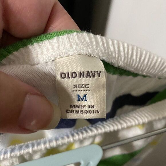 OldNavy green/yellow/blue striped strapless Maxi - Picture 3 of 5